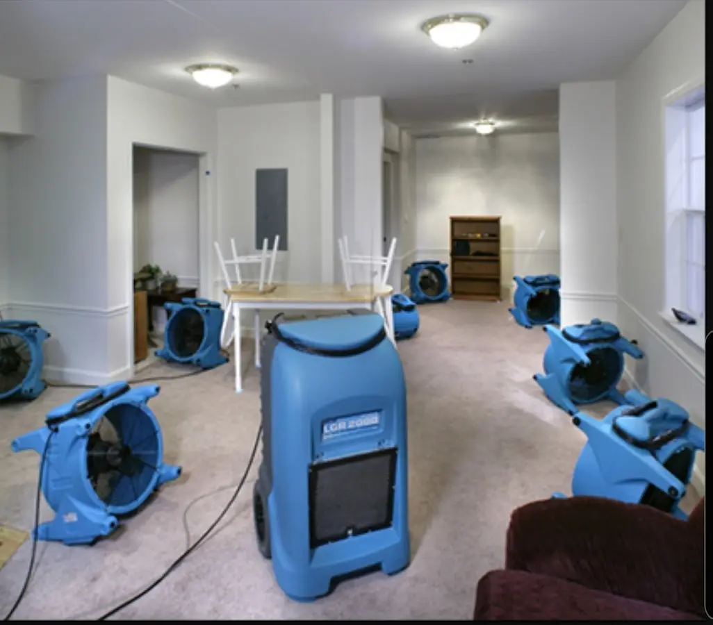 Air movers and dehumidifier setup for Water Extraction & Removal in Wallkill